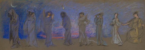 The Hours by Edwin Austin Abbey - Hand-Painted Oil Painting Reproduction