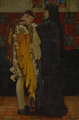 The King to the Prince of Wales; 'Thou shalt have charge and sovereign trust herein,” King Henry IV, Part I, Act III, Scene II 1905 by Edwin Austin Abbey Oil Painting