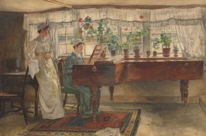 The Two Sisters by Edwin Austin Abbey Oil Painting