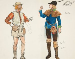 Two Men, costume sketch for Henry Irving's Planned Production of King Richard II Oil painting by Edwin Austin Abbey