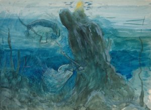 Underwater scene by Edwin Austin Abbey Oil Painting