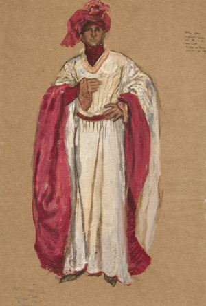 Unidentified man in a red robe, costume sketch for King Richard II Oil painting by Edwin Austin Abbey