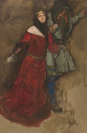 Unidentified scene, from Hamlet or Macbeth by Edwin Austin Abbey Oil Painting