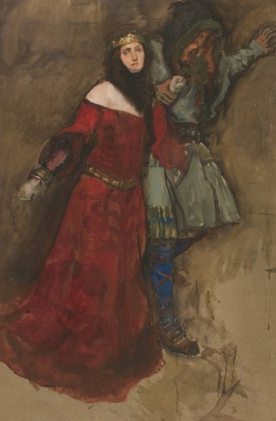 Unidentified scene, from Hamlet or Macbeth by Edwin Austin Abbey - Hand-Painted Oil Painting Reproduction