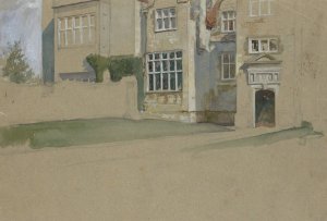View of an English House by Edwin Austin Abbey Oil Painting