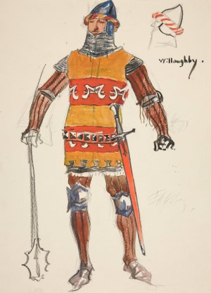 Willoughby, costume sketch for Henry Irving's Planned Production of King Richard II by Edwin Austin Abbey Oil Painting