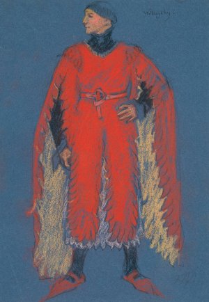 Willoughby, costume sketch for Henry Irving's Planned Production of King Richard II Oil painting by Edwin Austin Abbey