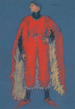 Willoughby, costume sketch for Henry Irving's Planned Production of King Richard II Oil painting by Edwin Austin Abbey