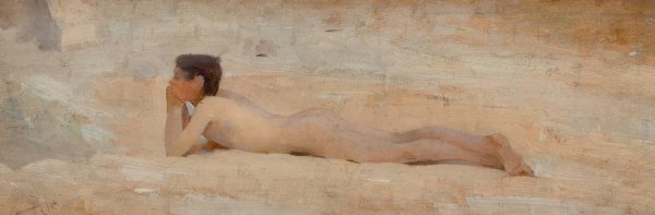 Nude Reclining on House Roof  by Edwin Bale - Hand-Painted Oil Painting Reproduction