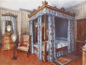 A heppelwhite bedroom. Oil painting by Edwin Foley
