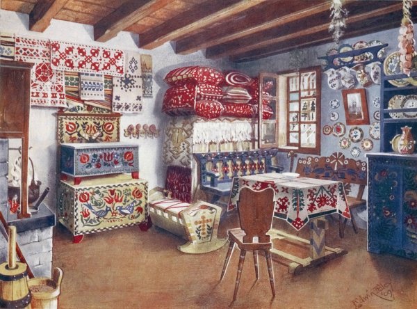 Austro-Hungarian peasant furniture  by Edwin Foley - Hand-Painted Oil Painting Reproduction