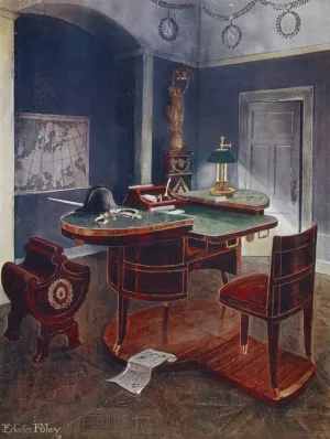 Bureau de campagne and bureau en boite of Napoleon the First, Chateau de la Malmaison, France. by Edwin Foley Oil Painting