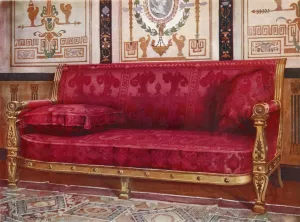 Carved gilt couch covered in rose brocade de Lyons by Edwin Foley Oil Painting