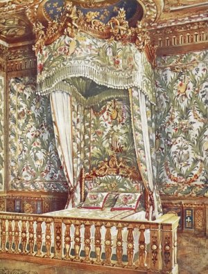 Gilt state bed of Queen Marie Antoinette by Edwin Foley Oil Painting