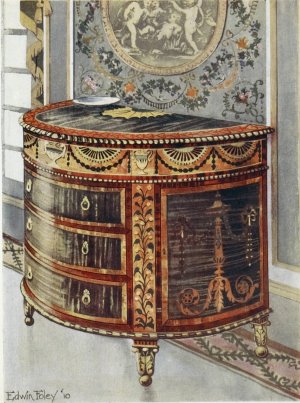 Inlaid satinwood commode by Edwin Foley Oil Painting
