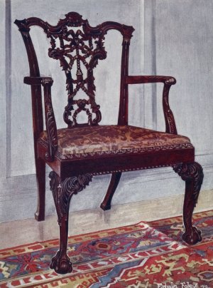 Mahogany arm-chair, style of Chippendale by Edwin Foley Oil Painting