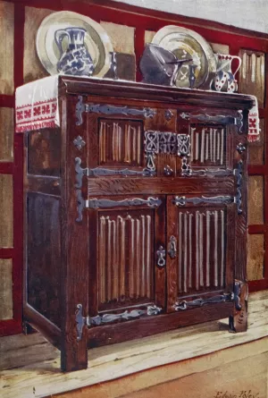 Oak double hutch. The property of Guy Laking, Esq. , M.V.O., S. James Palace Oil painting by Edwin Foley
