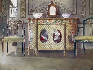 Painted commode and chairs by Edwin Foley Oil Painting
