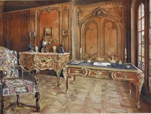 Panelled room; French. Style of the regence. by Edwin Foley Oil Painting
