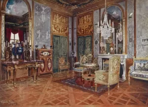 Salon de musique of Queen Marie Antoinette, Palace of Fontainebleau, France Oil painting by Edwin Foley