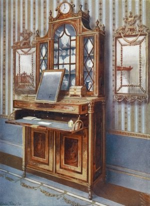 Satinwood and mahogany inlaid dressing cabinet by Edwin Foley Oil Painting