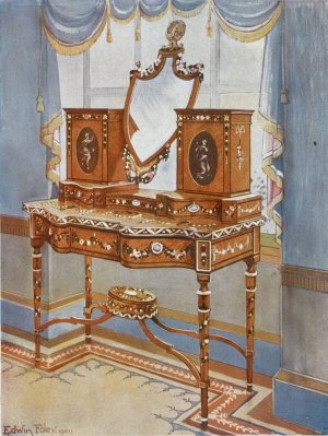 Satinwood dressing-table with medallions by Edwin Foley Oil Painting