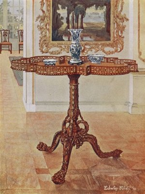 Shaped fret-rimmed gallery table by Edwin Foley Oil Painting