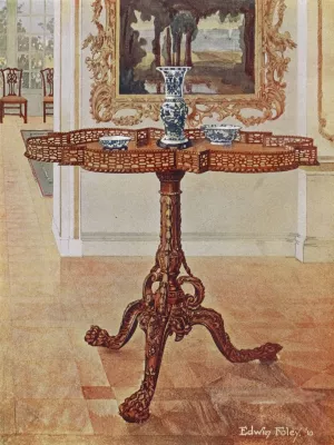 Shaped fret-rimmed gallery table by Edwin Foley Oil Painting