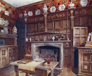 The panelled study at Groombridge Place, Kent. By permission of the Misses Saint. by Edwin Foley Oil Painting