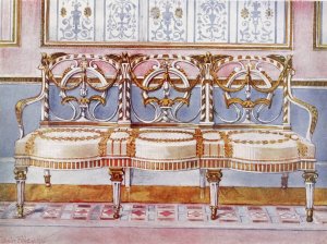 White gilt and painted settee by Edwin Foley Oil Painting