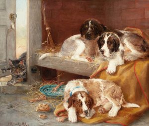 An Unexpected Visitor by Edwin Frederick Holt Oil Painting