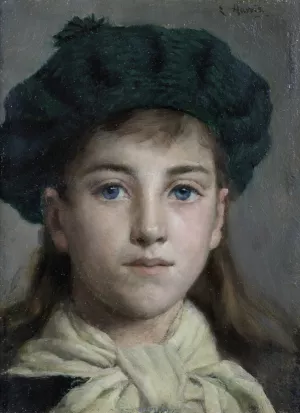 Portrait Of A Girl by Edwin Harris Oil Painting