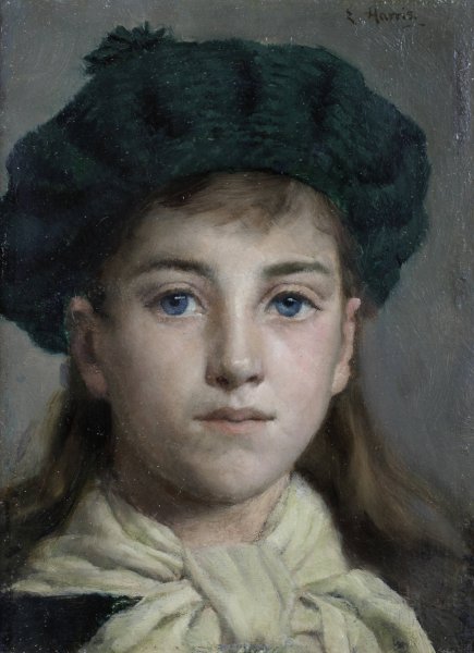 Portrait Of A Girl by Edwin Harris - Hand-Painted Oil Painting Reproduction