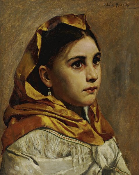 Portrait Of A Young Girl by Edwin Harris - Hand-Painted Oil Painting Reproduction