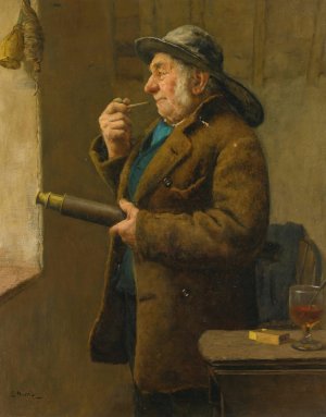 The old pilot by Edwin Harris Oil Painting