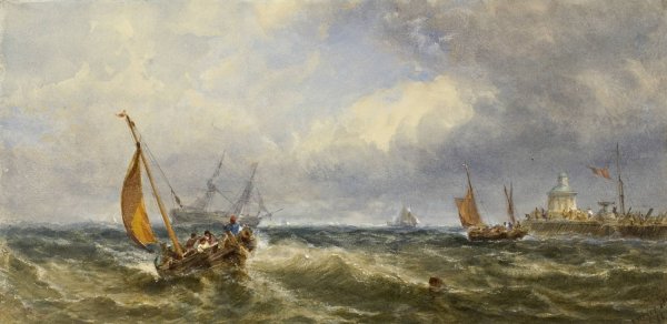 Main Product Photo of Coastal View with Shipping  Painting by Edwin Hayes