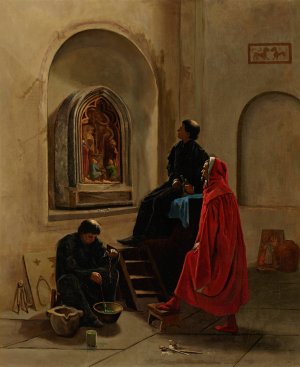The Artist Paints the Church by Edwin Howland Blashfield Oil Painting