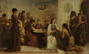 A Dorcas Meeting In The 6th Century by Edwin Long Oil Painting