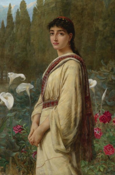 An Eastern Lily  by Edwin Long - Hand-Painted Oil Painting Reproduction