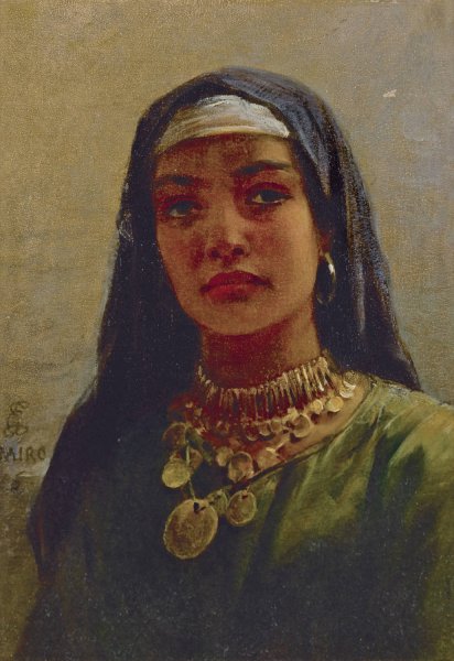 Egyptian Beauty  by Edwin Long - Hand-Painted Oil Painting Reproduction