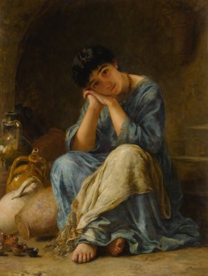 The Ionian Pottery Seller by Edwin Long Oil Painting