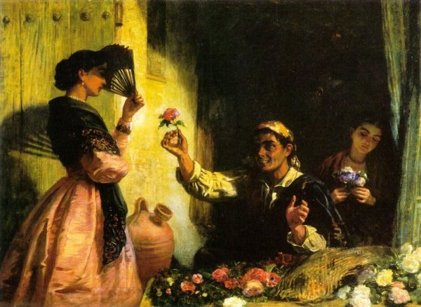 Main Product Photo of A Spanish Flower Seller Painting by Edwin Longsden Long