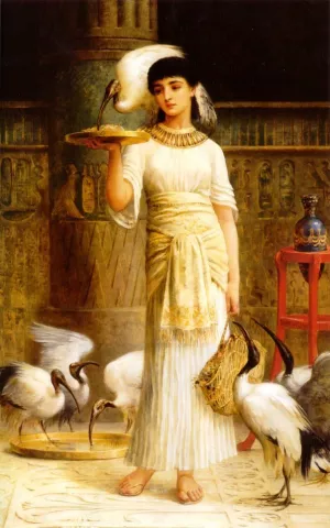 Ale the Attendant of the Sacred Ibis in the Temple of Isis painting by Edwin Longsden Long