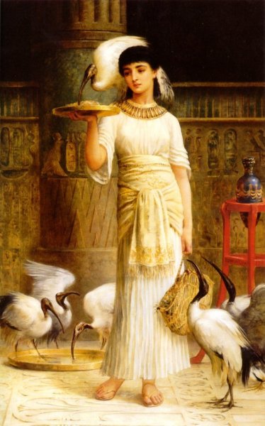 Main Product Photo of Ale the Attendant of the Sacred Ibis in the Temple of Isis Painting by Edwin Longsden Long