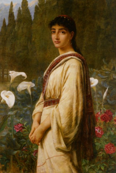Main Product Photo of An Eastern Lily Painting by Edwin Longsden Long