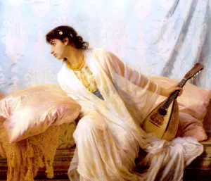 To Her Listening Ear Responsive Chords of Music Came Familiar by Edwin Longsden Long Oil Painting