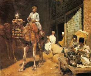 A Marketplace in Ispahan by Edwin Lord Weeks Oil Painting