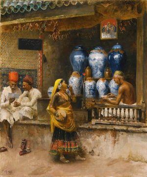 A Perfumer's Shop, Bombay by Edwin Lord Weeks Oil Painting