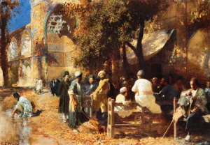 A Persian Cafe Oil painting by Edwin Lord Weeks
