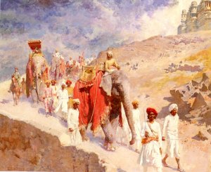 An Indian Hunting Party by Edwin Lord Weeks Oil Painting